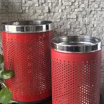 SHREEHOME STAINLESS STEEL COLOUR PERFORATED HAMPER (RED/BLACK) 7" X 10"