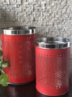 SHREEHOME STAINLESS STEEL COLOUR PERFORATED HAMPER (RED/BLACK) 10″ X 14″ - Image 2
