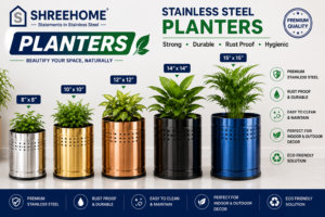 SHREEHOME STAINLESS STEEL PLANTER PERFORATED 15″ X 15″ - Image 2