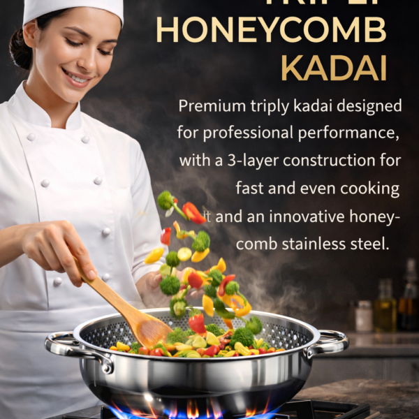 SHREEHOME TRIPLY KADAI WITH LID 28CMS /5000ML - Image 5