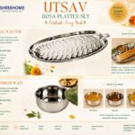 Stainless Steel Dosa Platter Set OF 10 - 2 PLATTERS , 4 WATIS AND 4 SPOONS