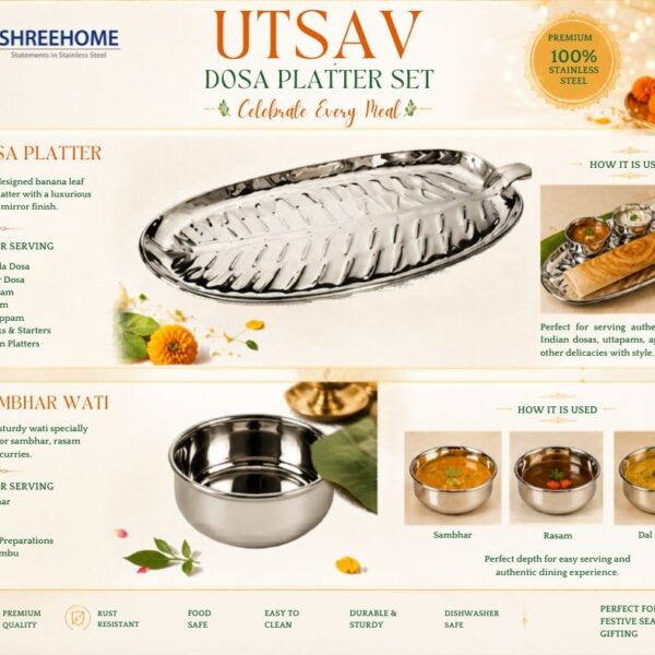 Stainless Steel Dosa Platter Set OF 5