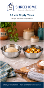 SHREEHOME Triply Tasla - 18 cm - Plain - With Lid - Image 3