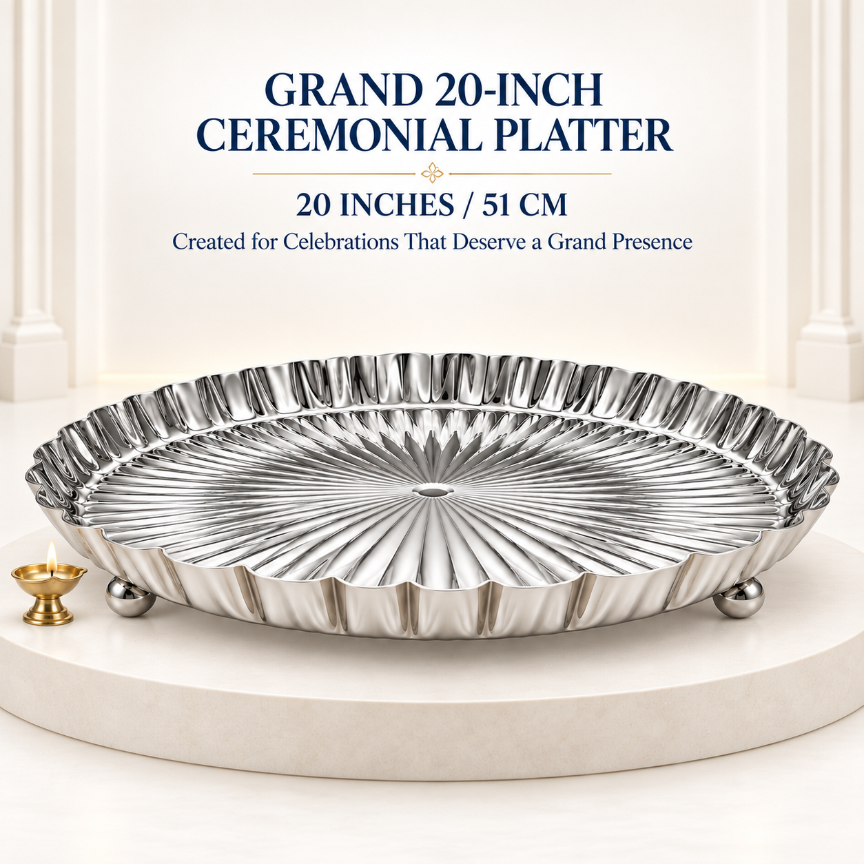20'.....1 SHREEHOME Grand Radiance Ceremonial Platter – 20″ - Image 1