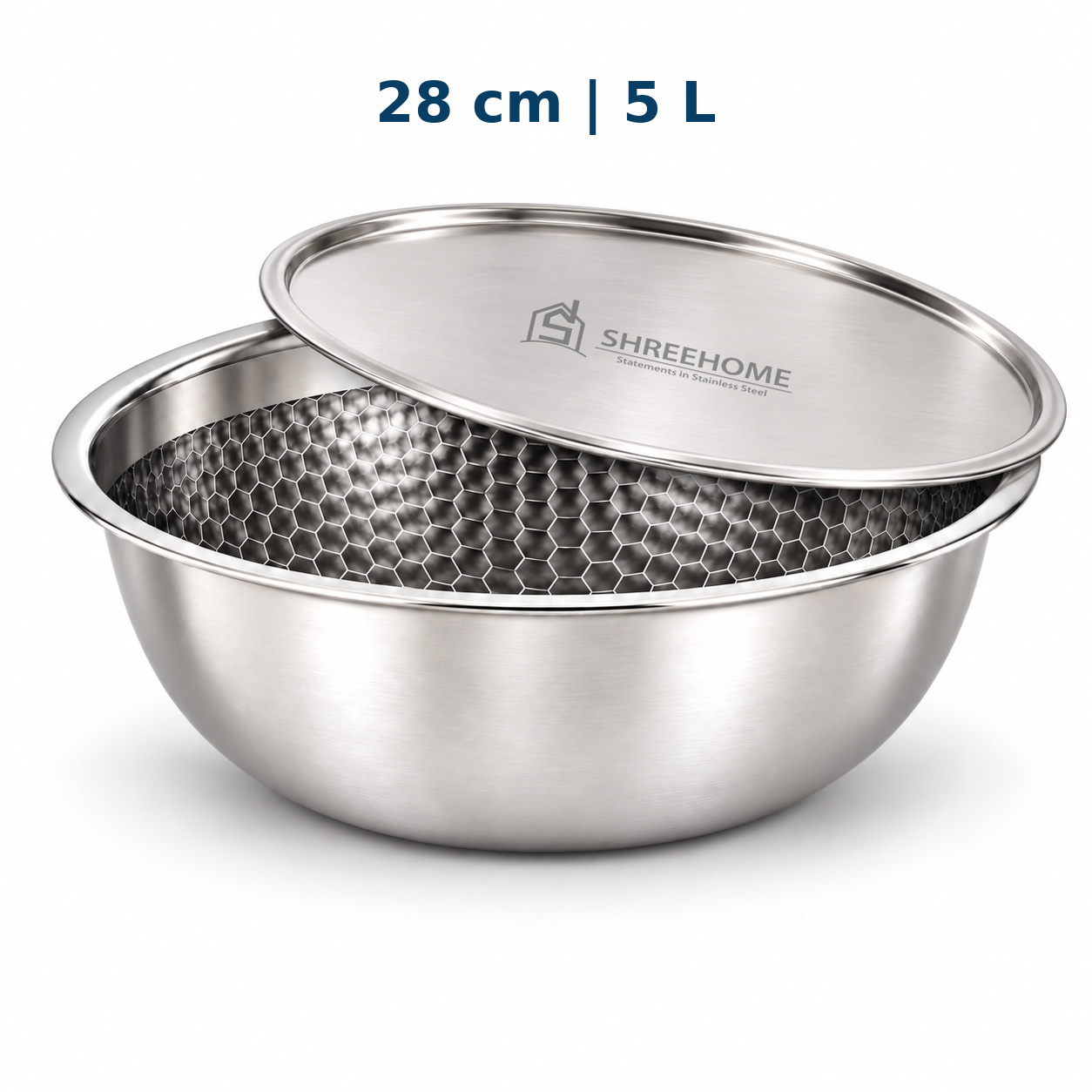 25-tasla-28-hc-l-size-capacity-approved SHREEHOME Triply Tasla - 28 cm - Honeycomb - With Lid - Image 1