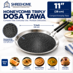 SHREEHOME Honeycomb Triply Dosa Tawa – 11" (28 cm) Compact Everyday Tawa - Image 5