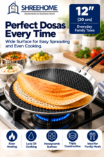 SHREEHOME Honeycomb Triply Dosa Tawa – 12" (30 cm)