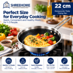 SHREEHOME Honeycomb Triply Frying Pan – 22 cm | Compact Everyday Pan - Image 2