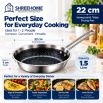 SHREEHOME Honeycomb Triply Frying Pan – 22 cm | Compact Everyday Pan - Image 3
