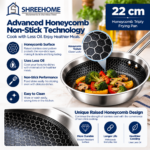 SHREEHOME Honeycomb Triply Frying Pan – 22 cm | Compact Everyday Pan - Image 4