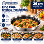 SHREEHOME Honeycomb Triply Frying Pan – 26 cm Family Size Pan - Image 3
