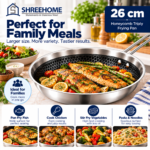 SHREEHOME Honeycomb Triply Frying Pan – 26 cm Family Size Pan - Image 4