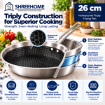 SHREEHOME Honeycomb Triply Frying Pan – 26 cm Family Size Pan - Image 6