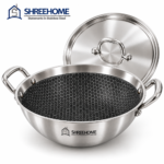 SHREEHOME Honeycomb Triply Kadai – 22 cm | 2.0 L | Everyday Cooking Kadai